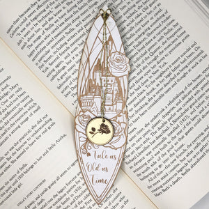 Beast's Castle Wooden Bookmark with Rose Tassle