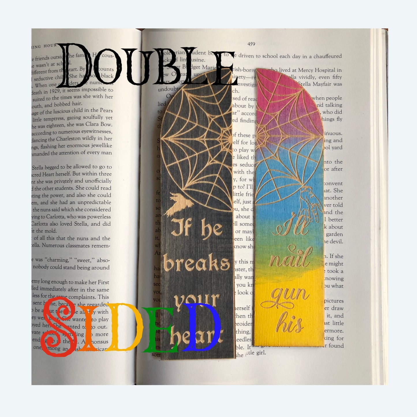 Double Sided Ophelia Window Wooden Bookmark