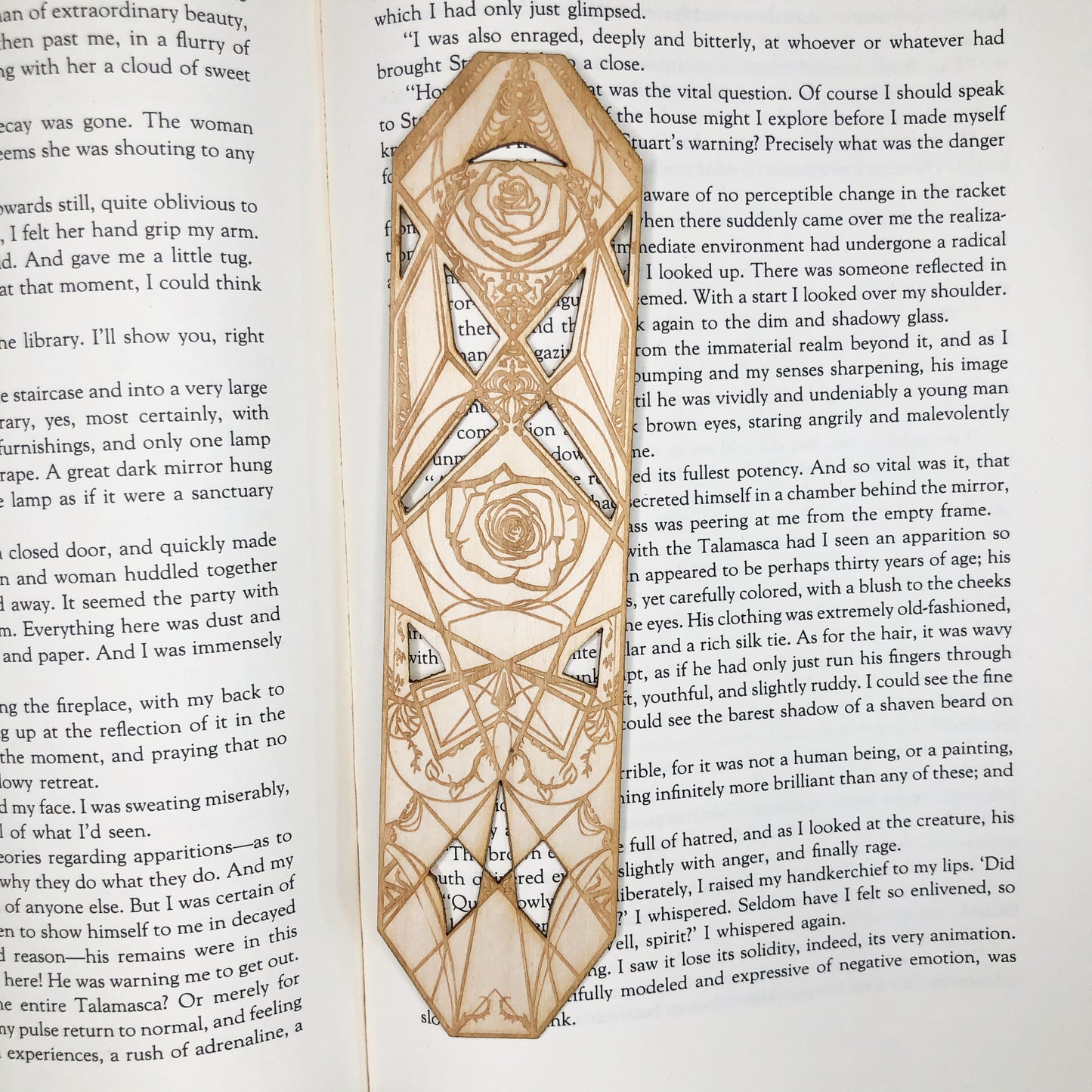 Geometric Rose Wooden Bookmark