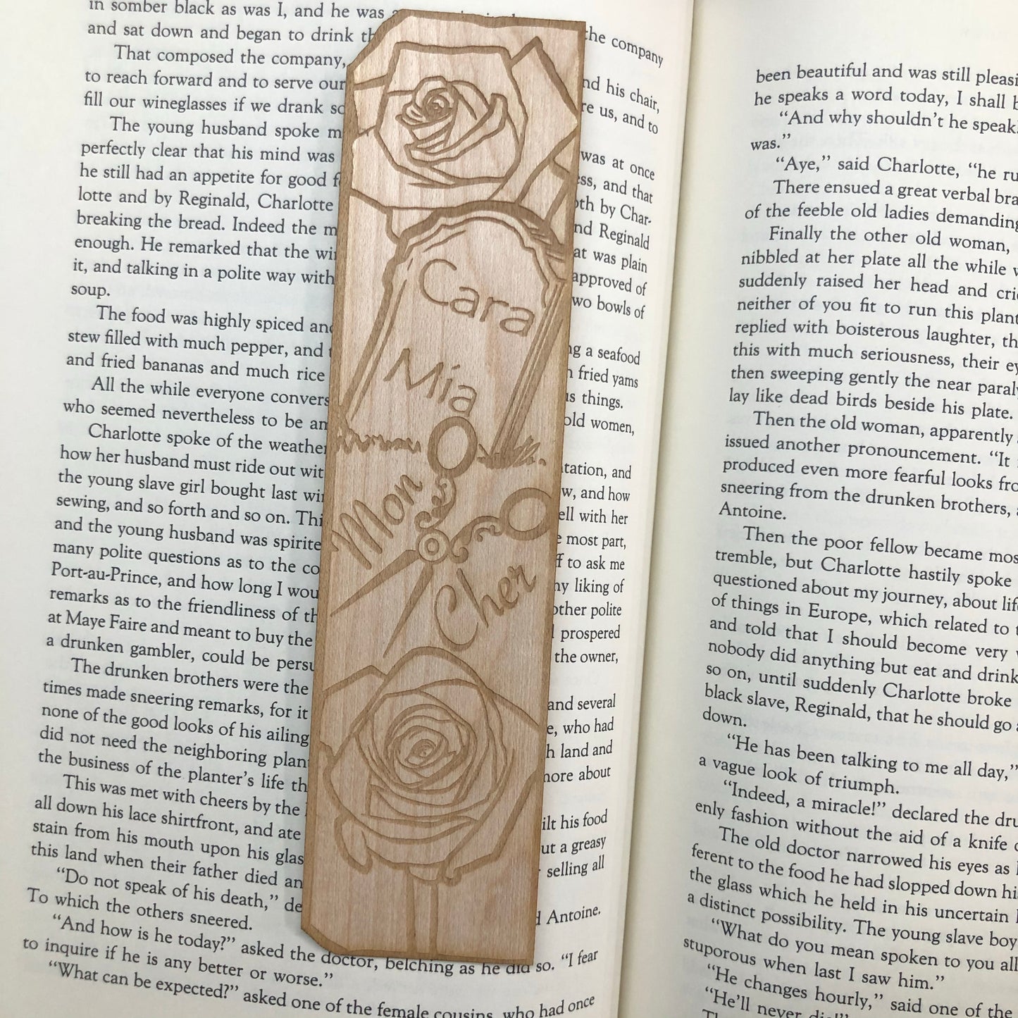Morticia & Gomez Wooden Bookmark