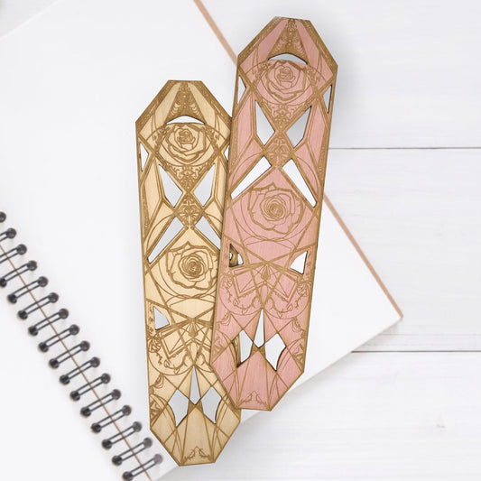 Geometric Rose Wooden Bookmark