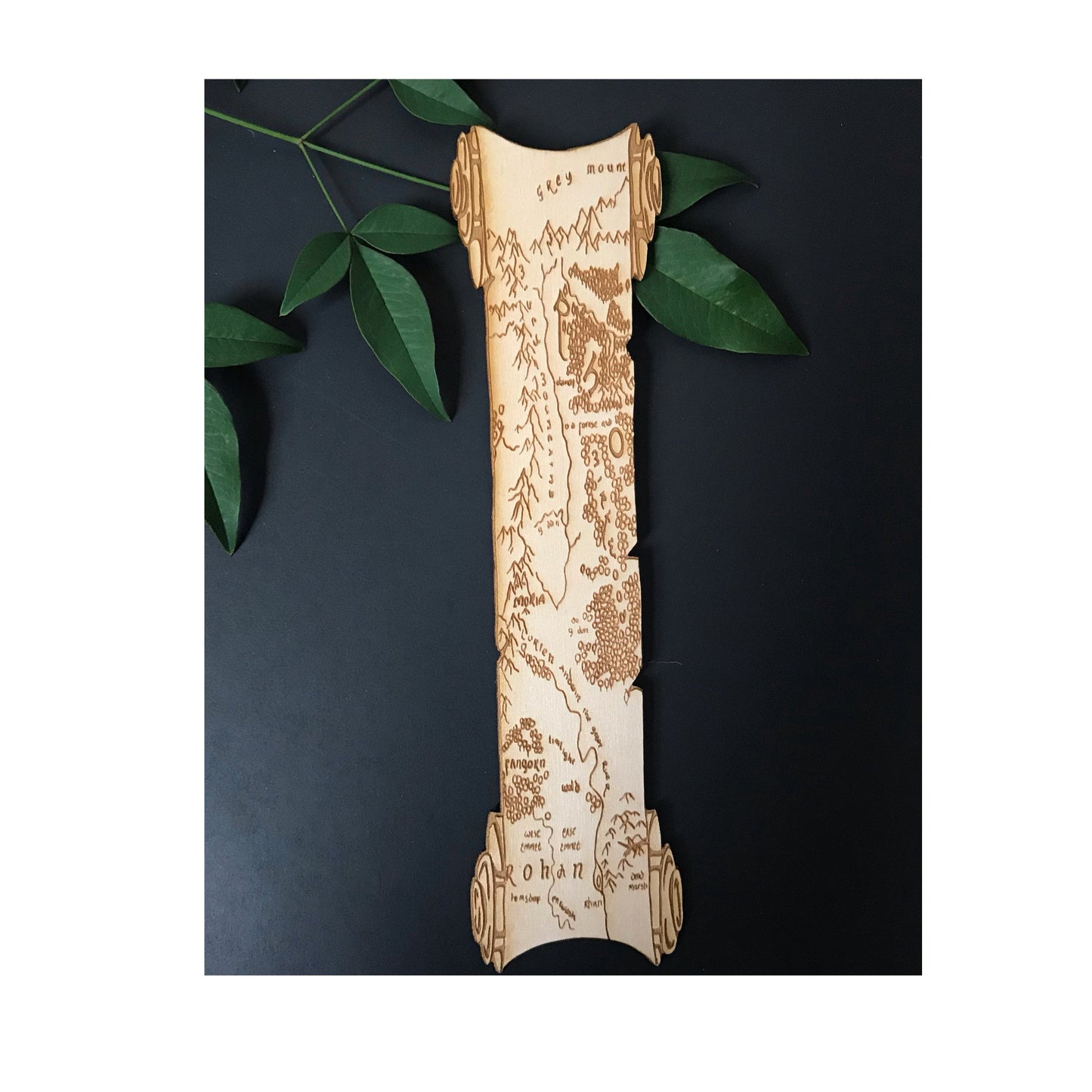 Middle-Earth Scroll Map Wooden Bookmark