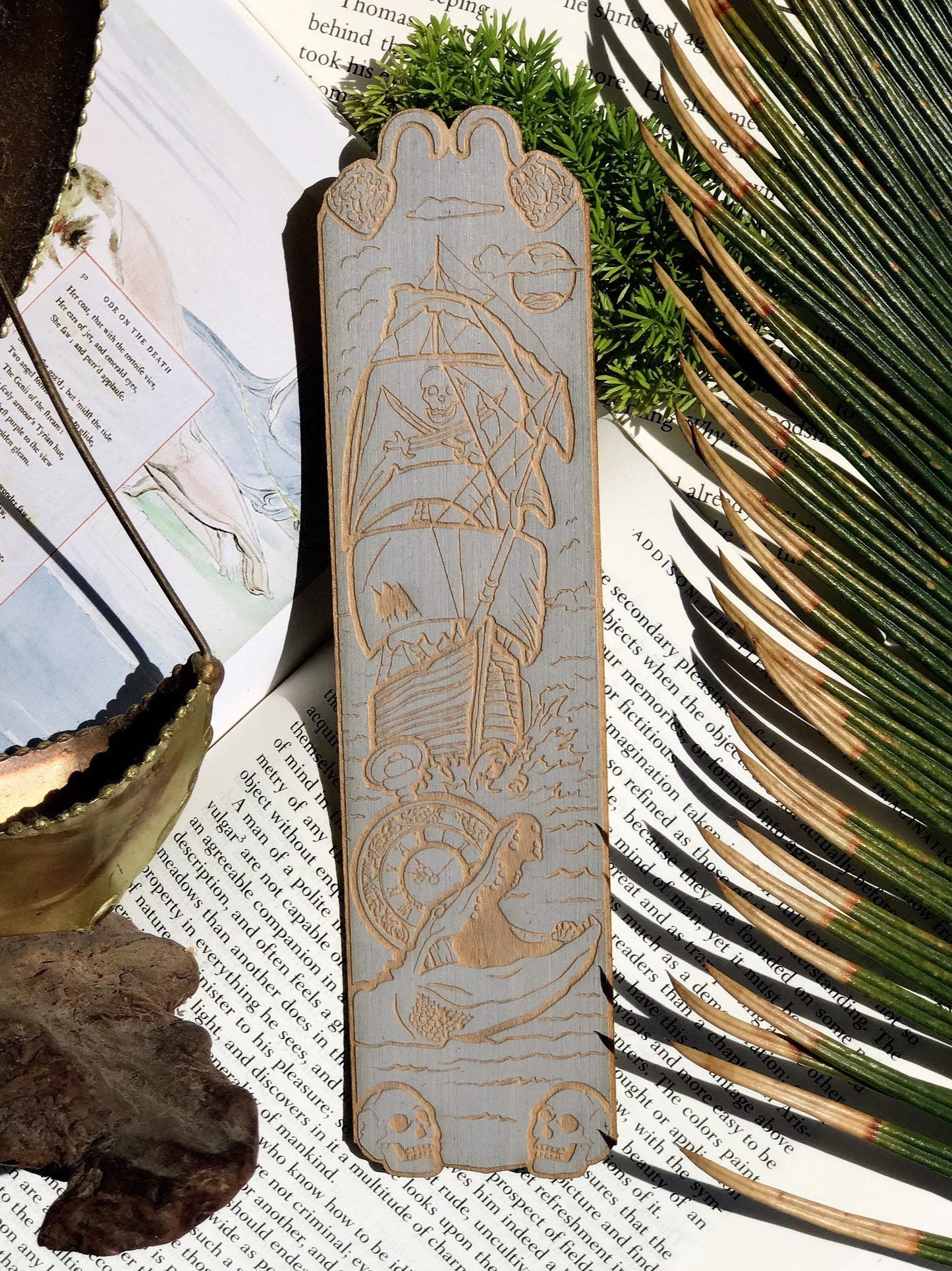 Jolly Roger Pirate Wooden Bookmark