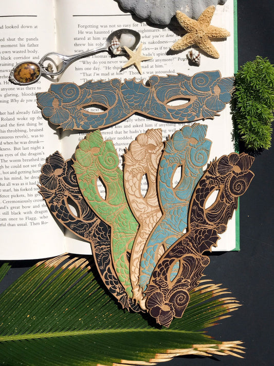Mermaid Masque Wooden Bookmark