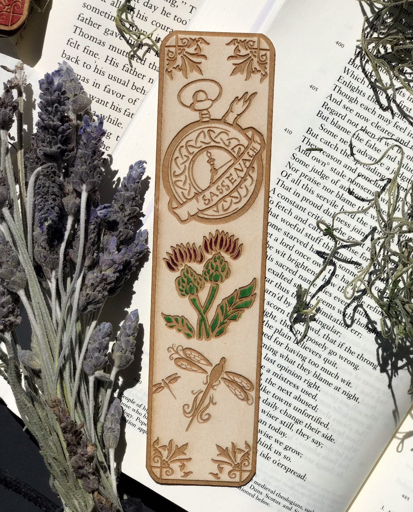Detailed Sassenach Wooden Bookmark