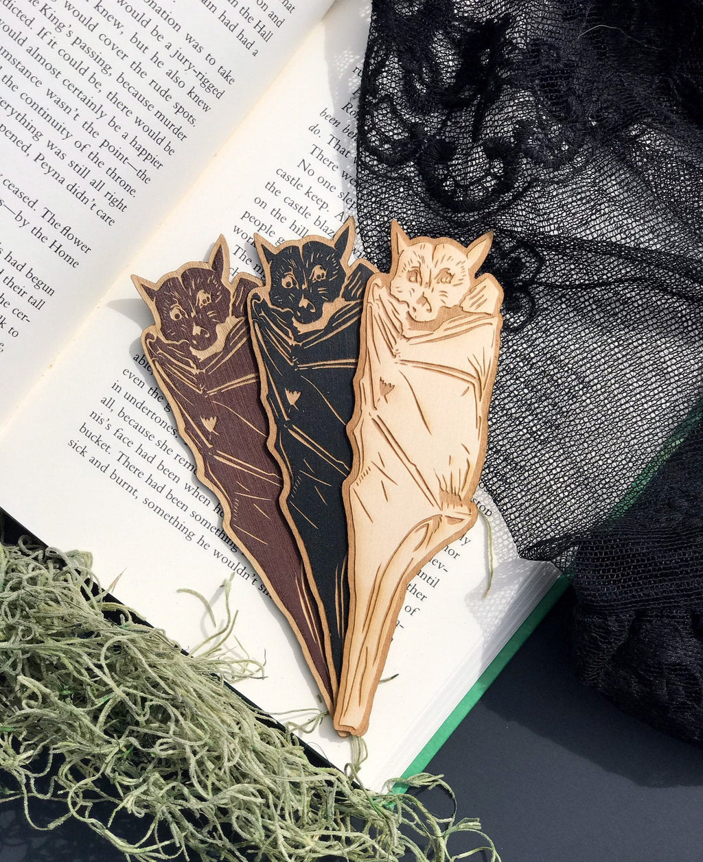 Bat Wooden Bookmark