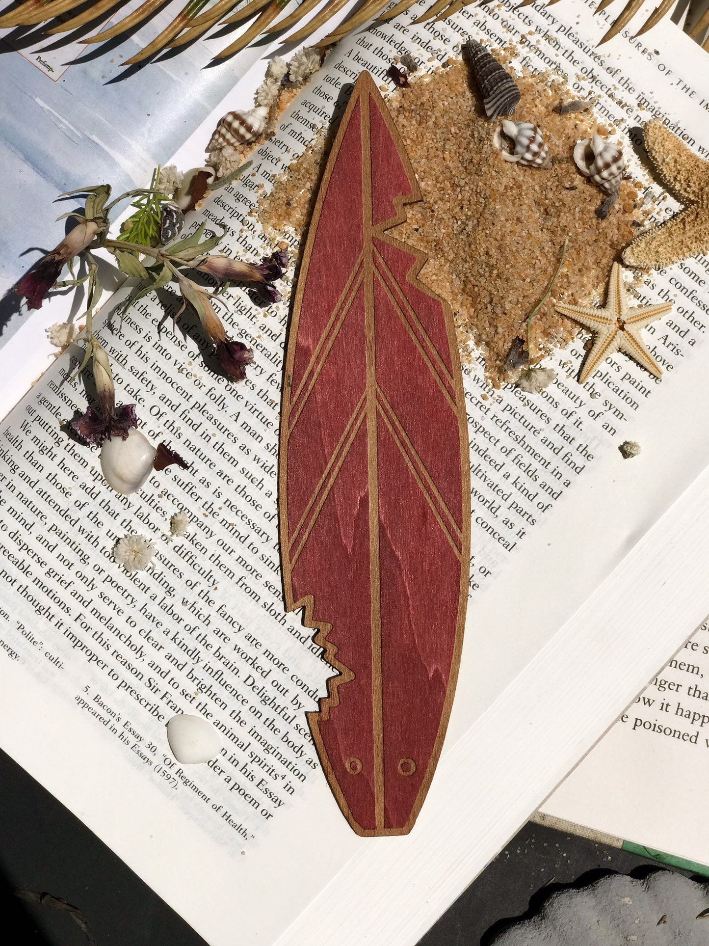 Surfboard Shark Bite Wooden Bookmark