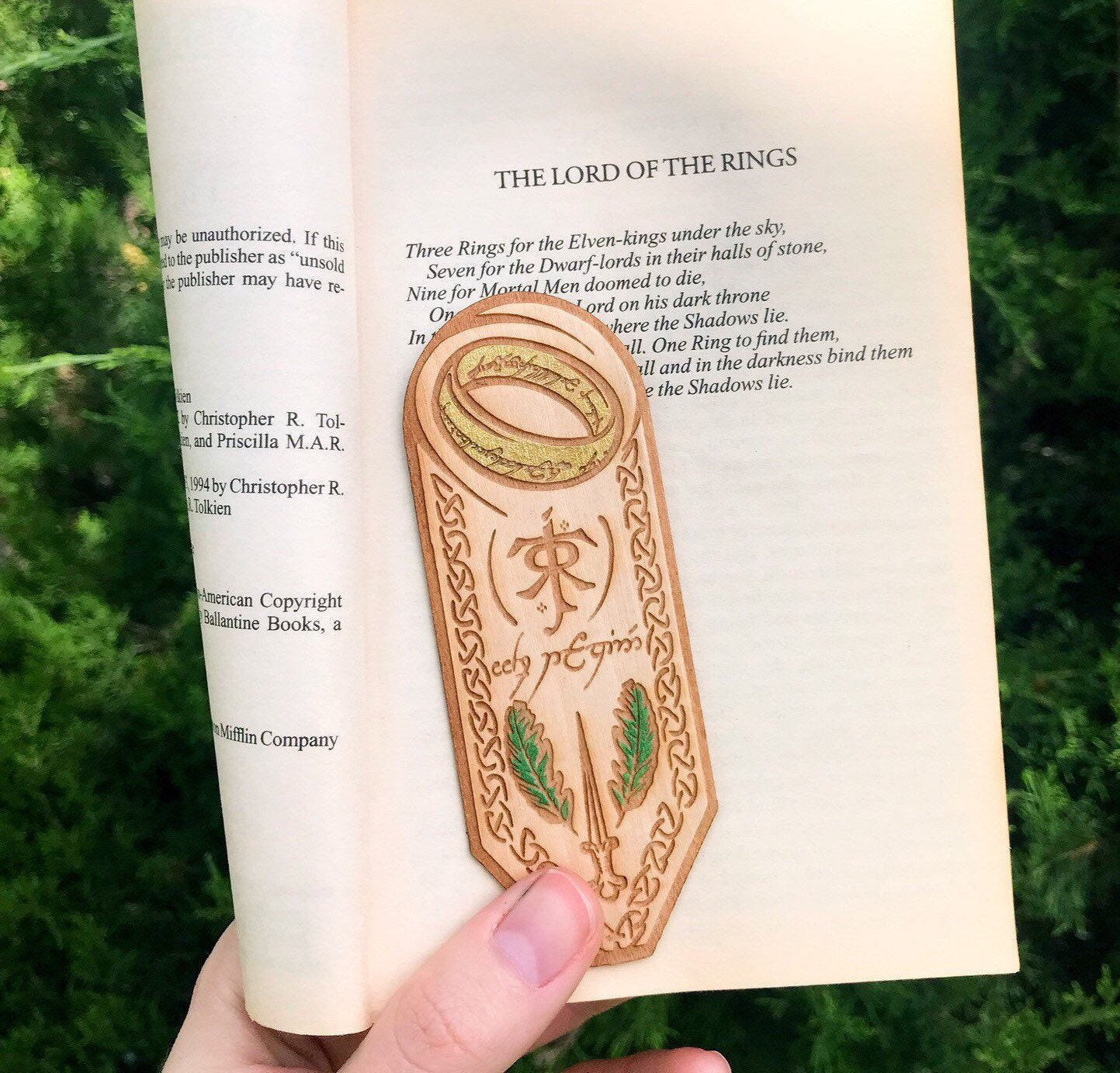 The One Ring Woodmark Tolkien Middle Earth Lord of the Rings Inspired Wooden Bookmark