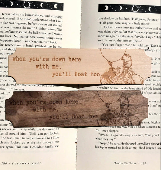 Pennywise-inspired Horror Wooden Bookmark