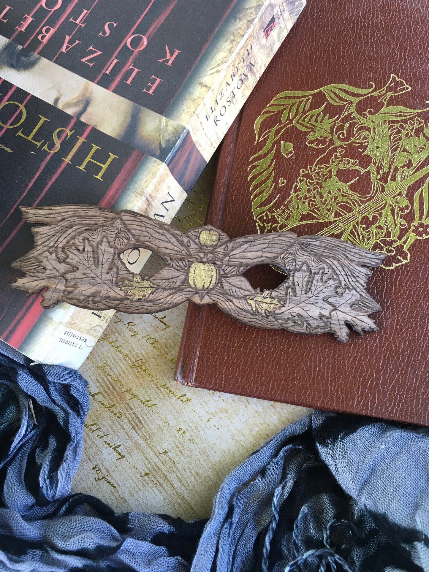 Autumn Fairy Masque Wooden Bookmark