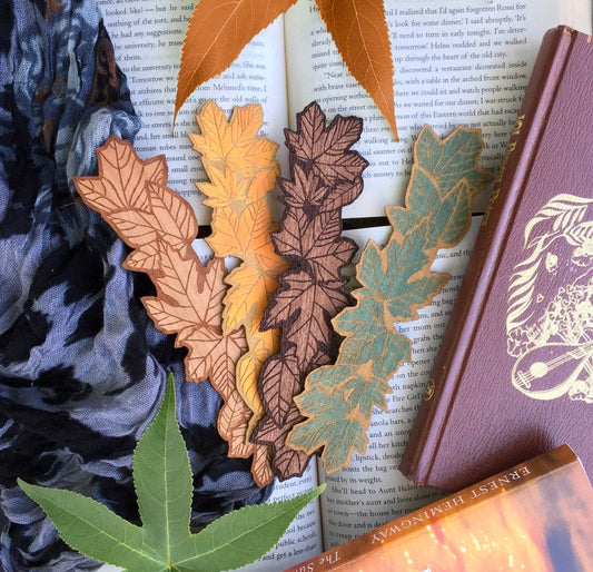 Autumn Leaves Wooden Bookmark