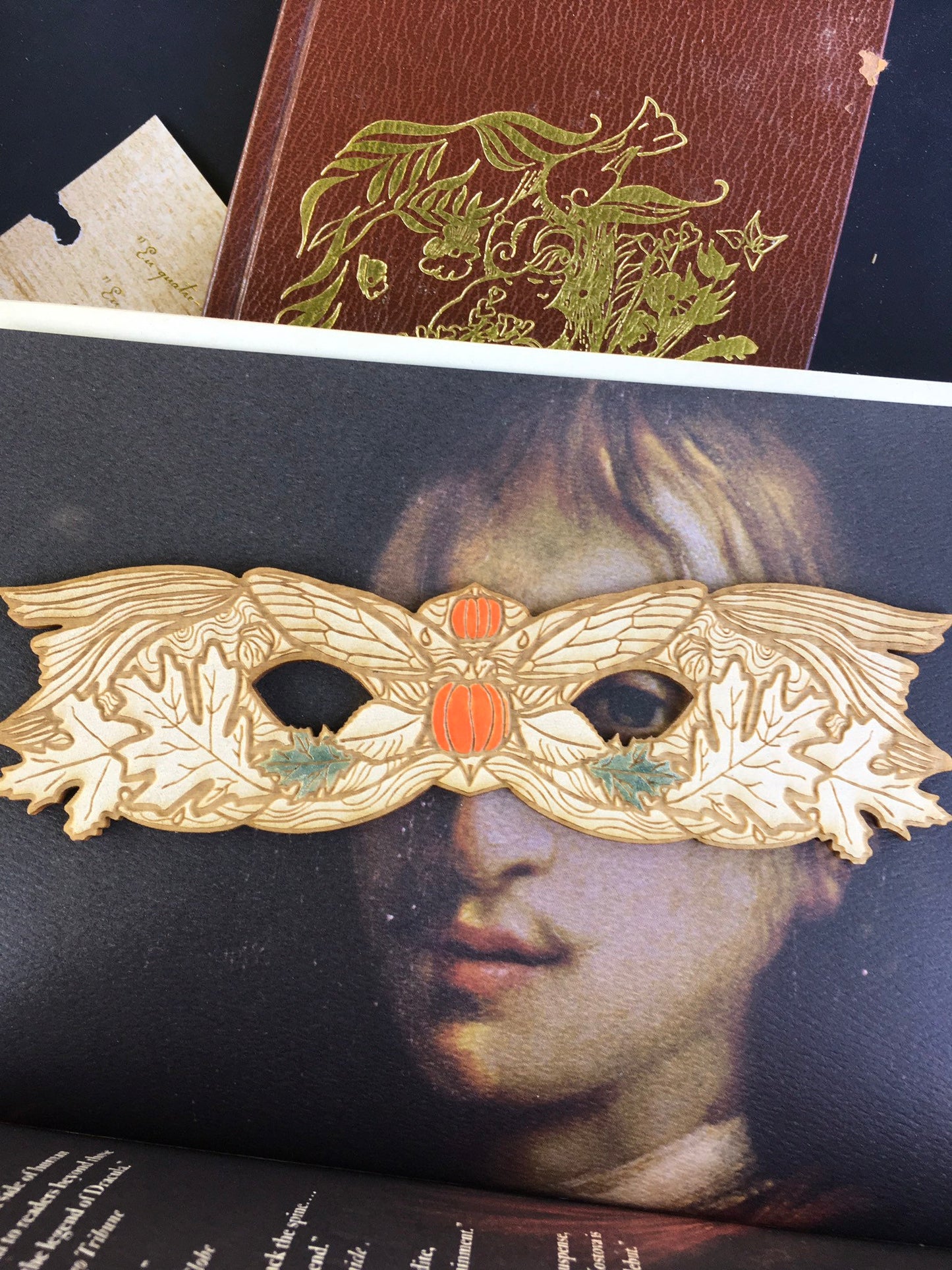 Autumn Fairy Masque Wooden Bookmark