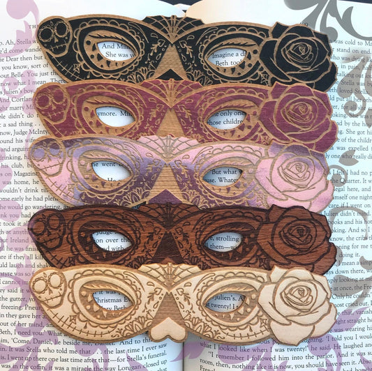 Sugar Skull Masque Wooden Bookmark