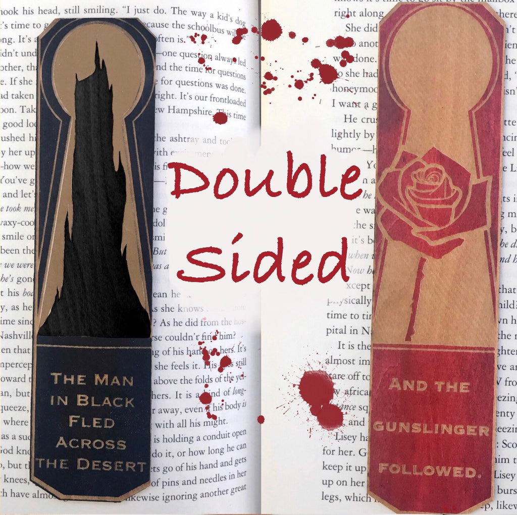 Double-sided Dark Tower Wooden Bookmark